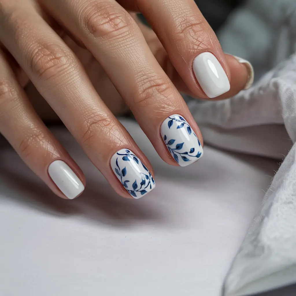 best summer nail inspo 2026 soft white floral blue design