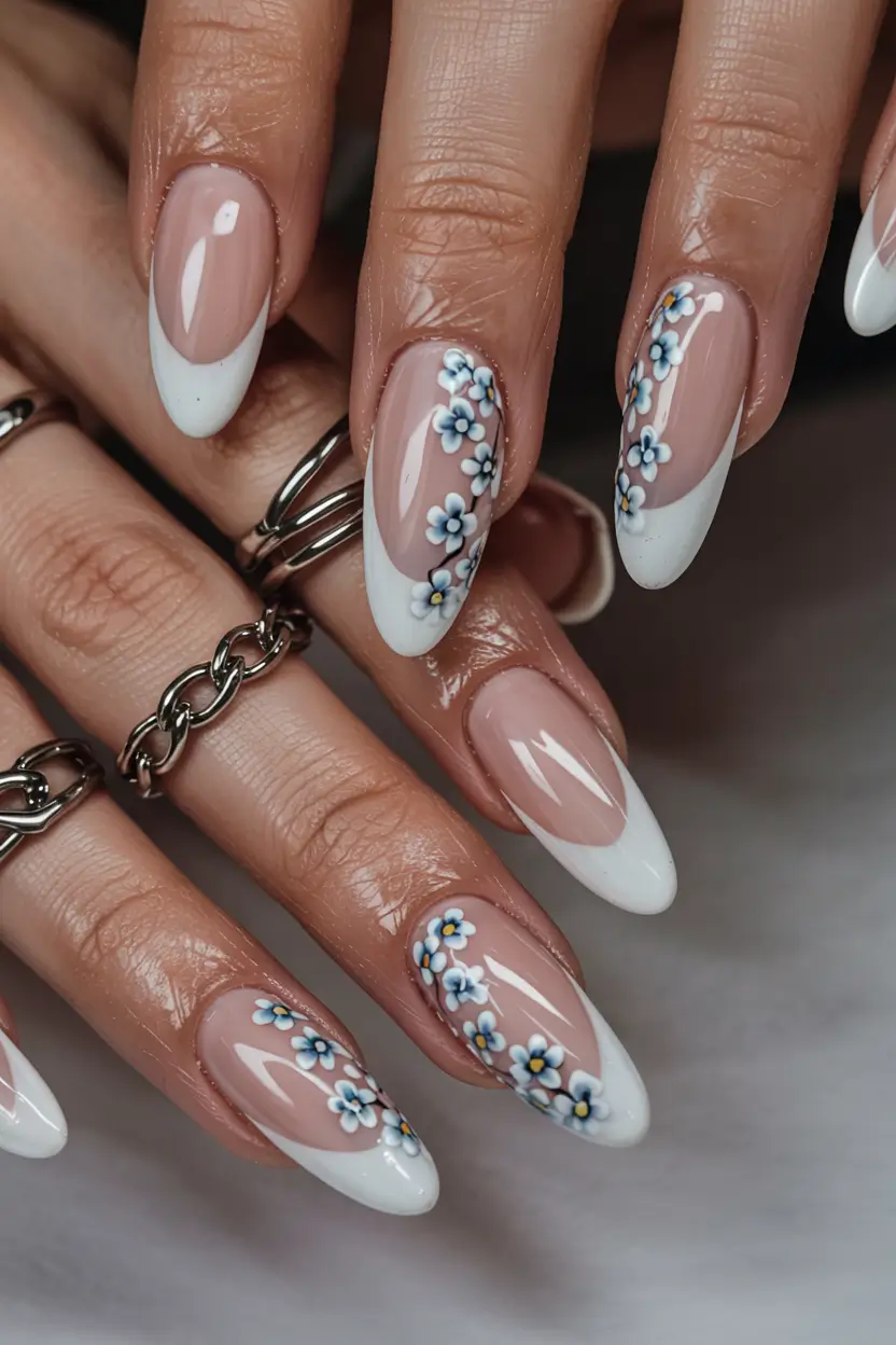 best summer nail inspo 2026 floral french tip almond nails