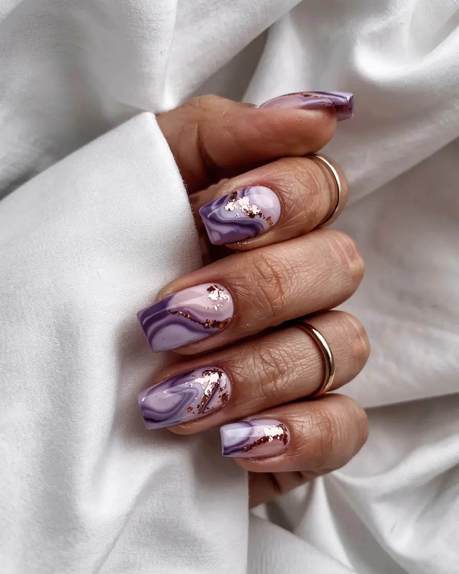 best summer nail inspo 2026 lavender marble acrylic nails