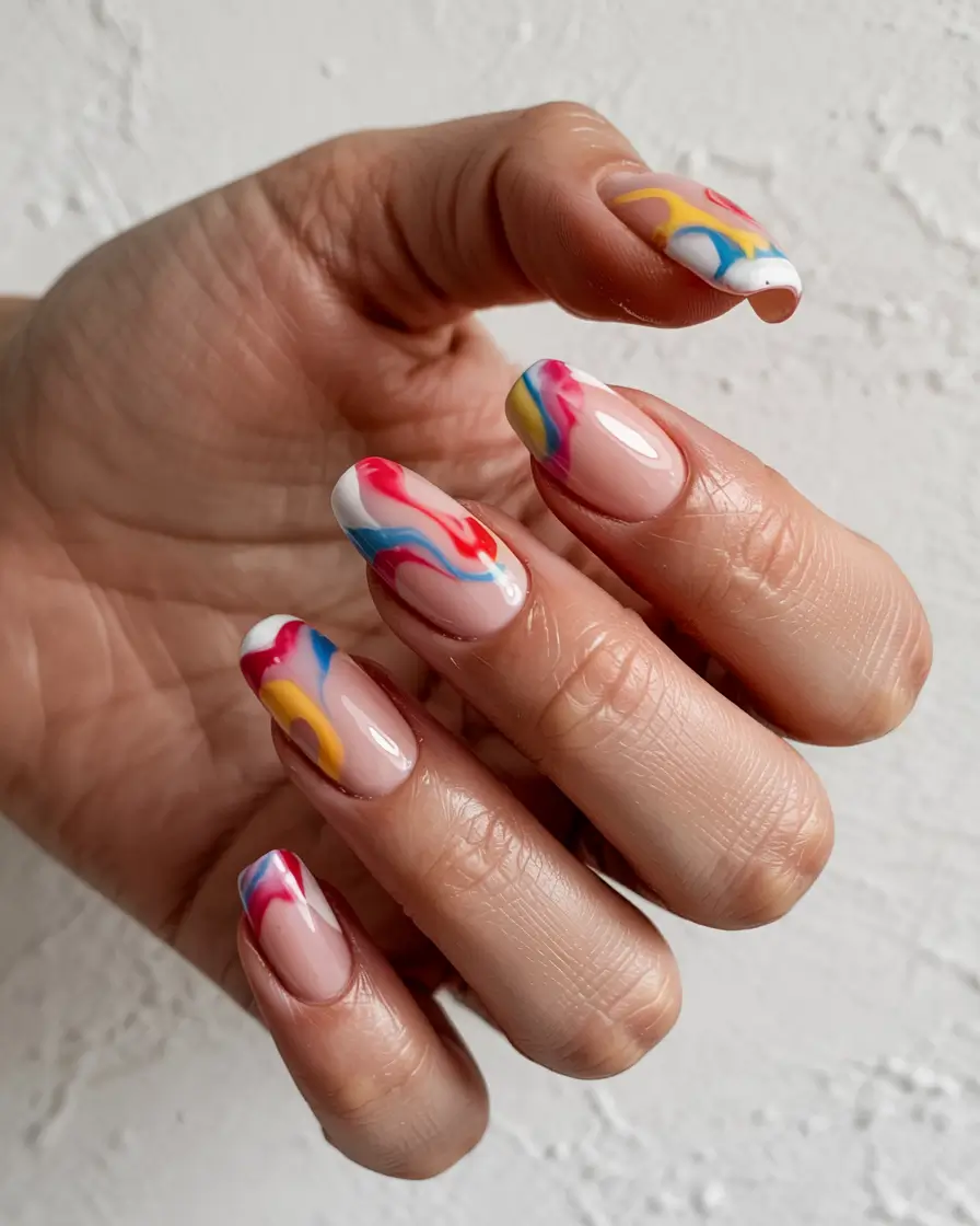 best summer nail inspo 2026 colorful abstract french tip nails