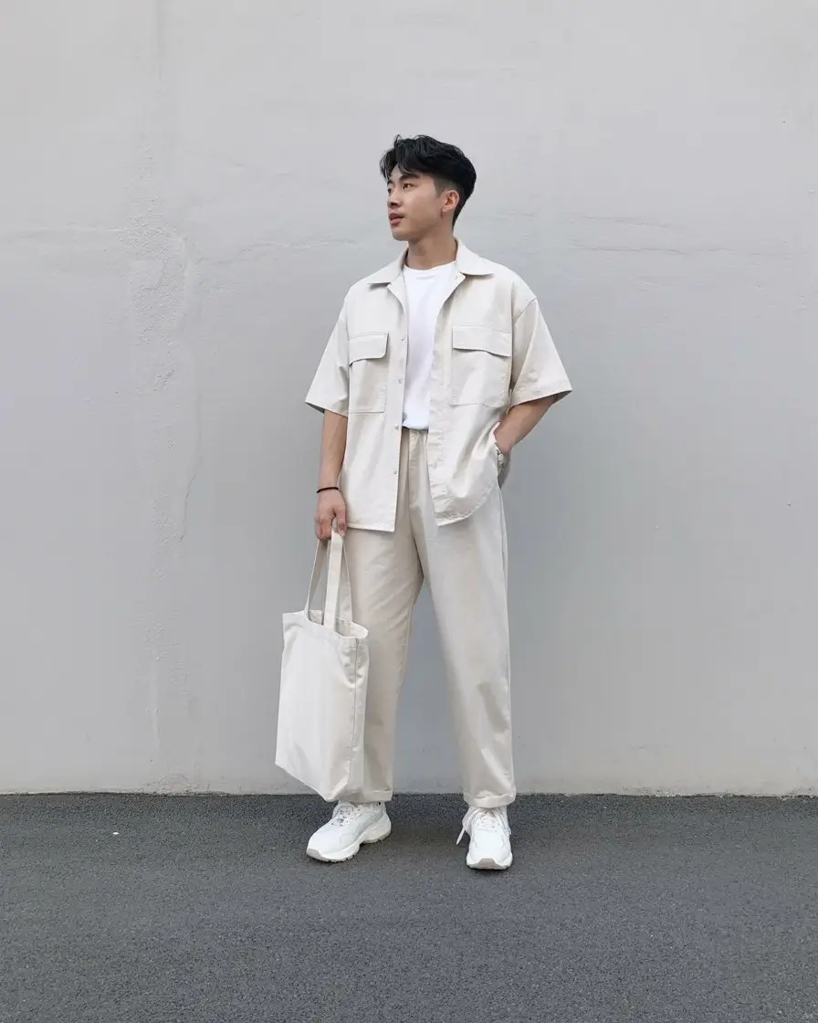 casual summer outfits men 2026 Monochrome neutrals with quiet luxury undertones