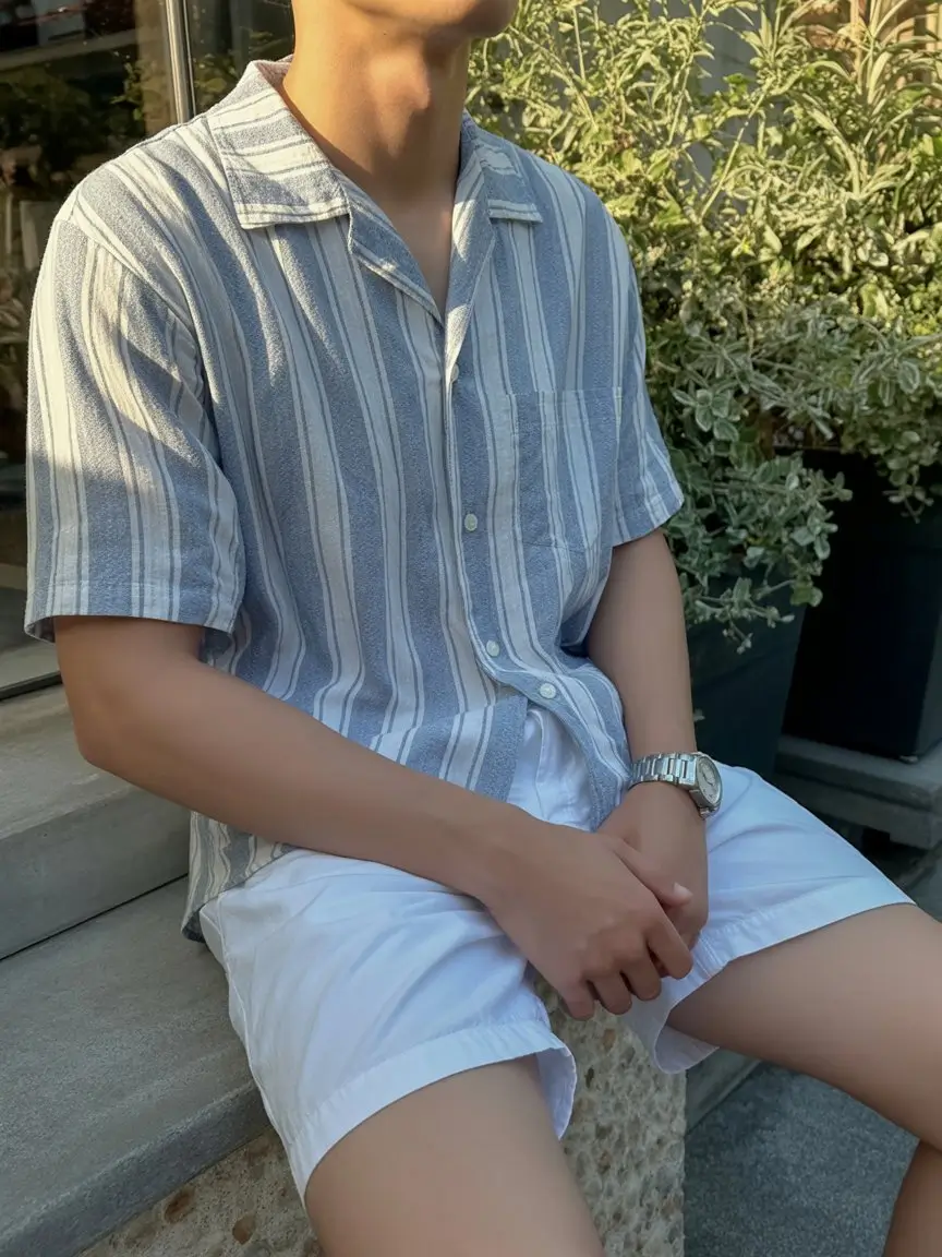 casual summer outfits men 2026 Easy summer shirt and shorts for warm evenings