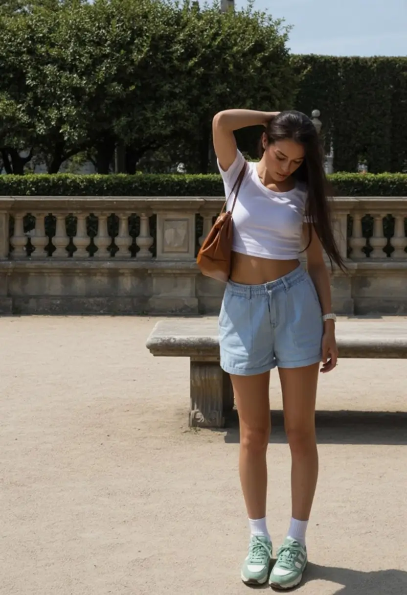chic summer fashion outfits 2026 Classic white tee and soft shorts relaxed parisian mood
