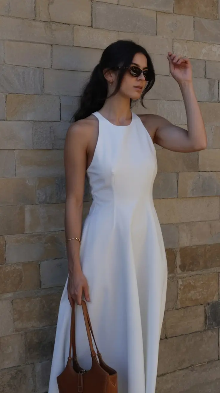 chic summer fashion outfits 2026 Minimal white dress with quiet luxury attitude