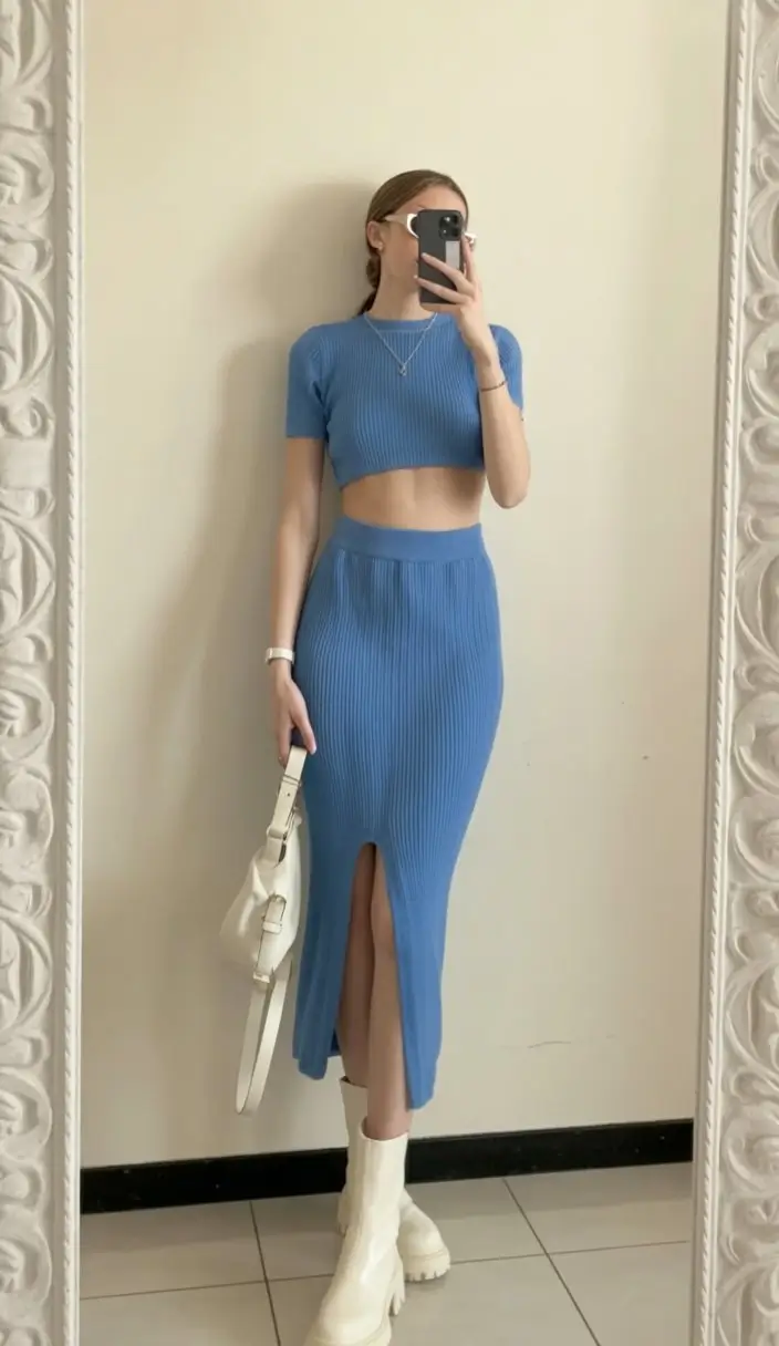 chic summer fashion outfits 2026 Ribbed co ord set with soft minimal confidence