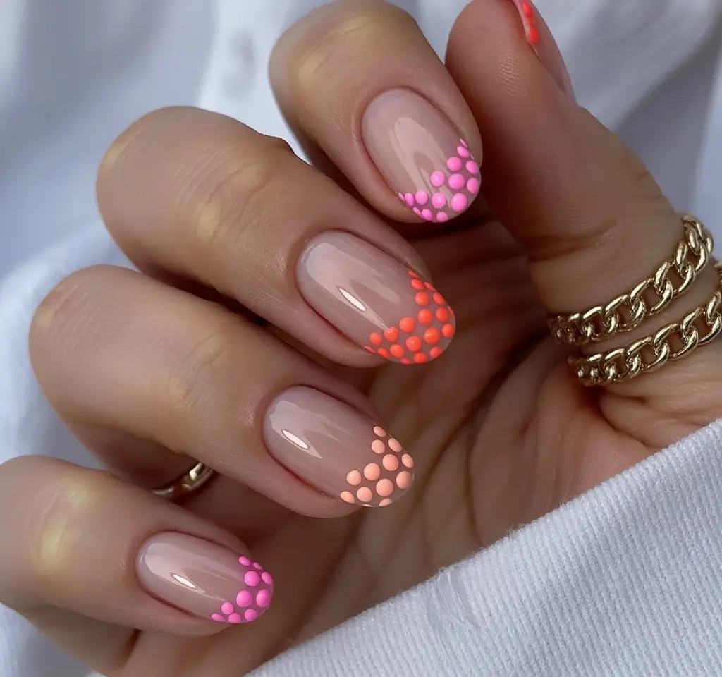 cute easter nail art ideas Playful Polka Dot Tips with Bright Spring Colors