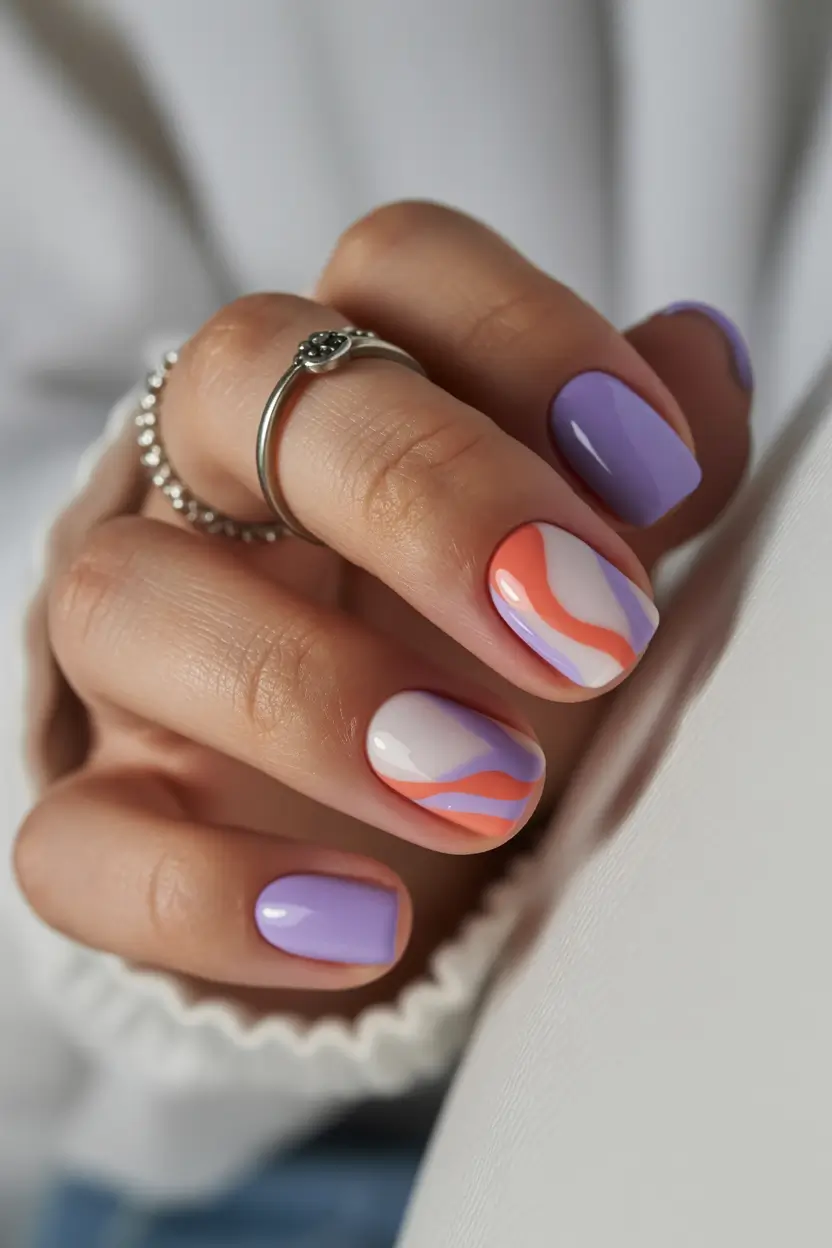 cute easter nail art ideas Soft Pastel Wave Nails with Modern Easter Colors