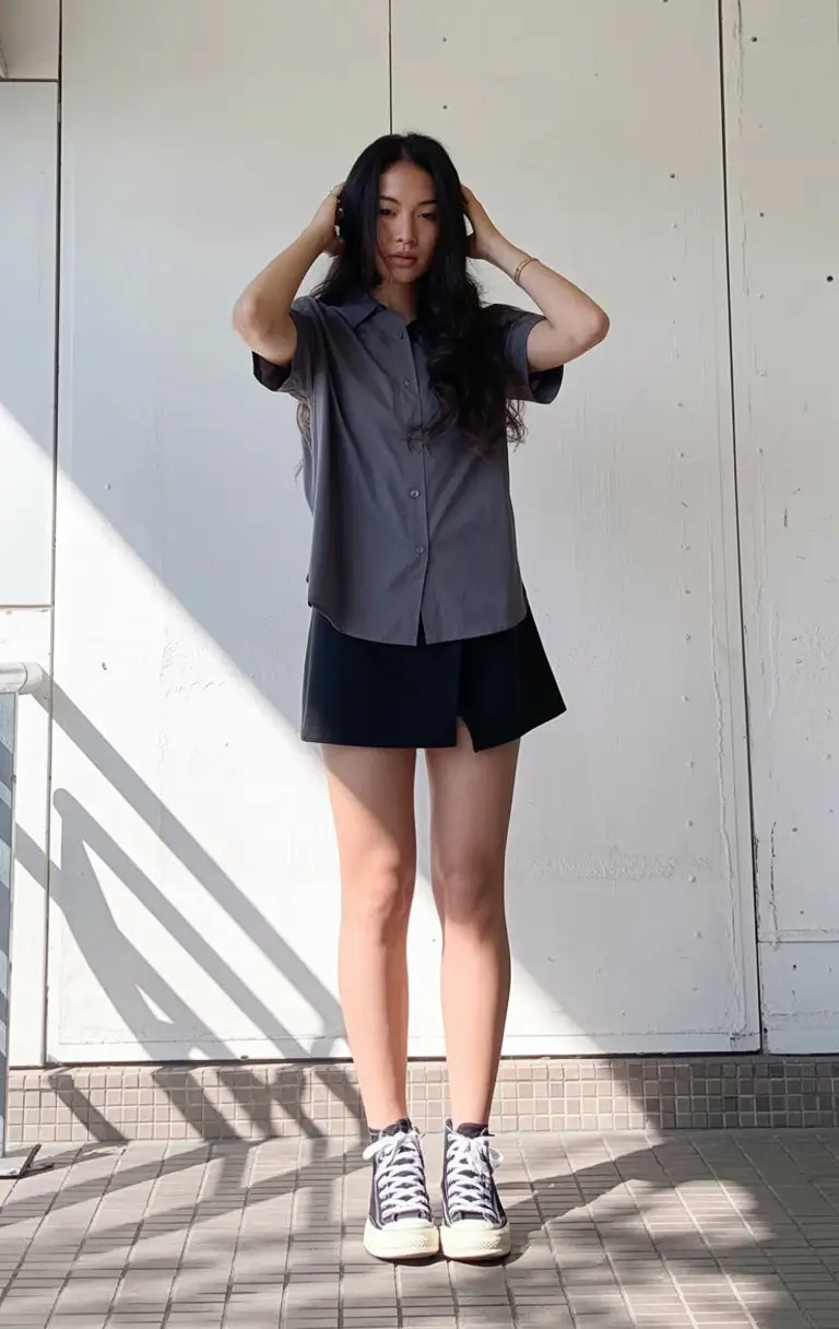 cute summer outfits for teens 2026 minimal shirt and skirt black and white balance