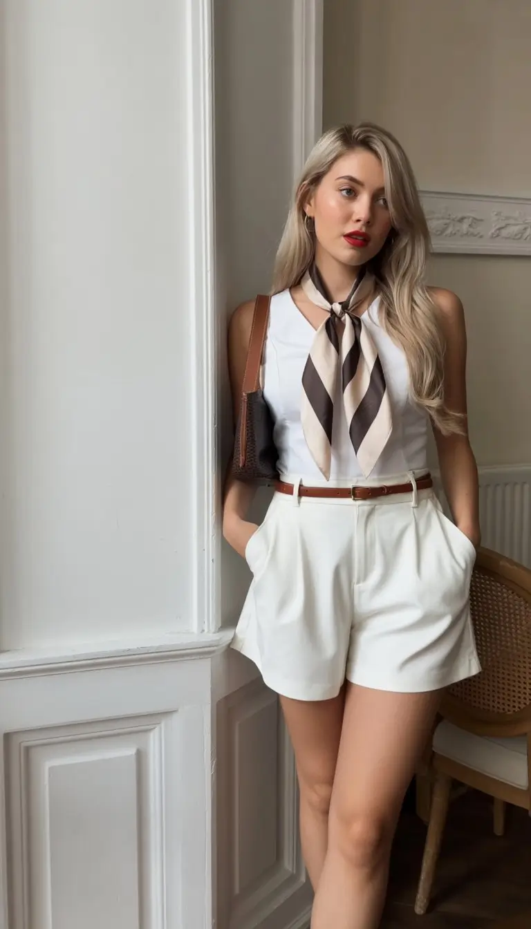 cute summer outfits for teens 2026 chic neutral top and tailored shorts summer elegance