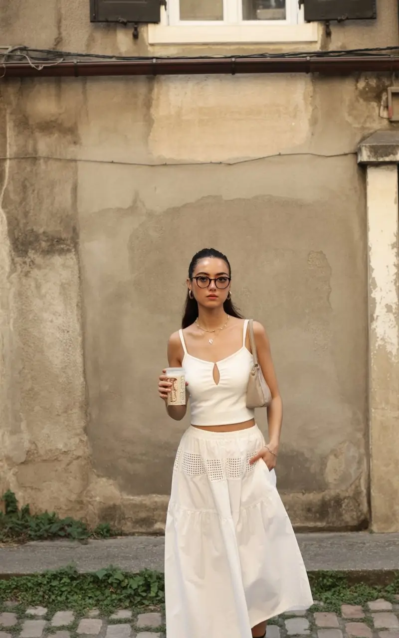 cute summer outfits for teens 2026 white crop top and flowy skirt effortless summer calm