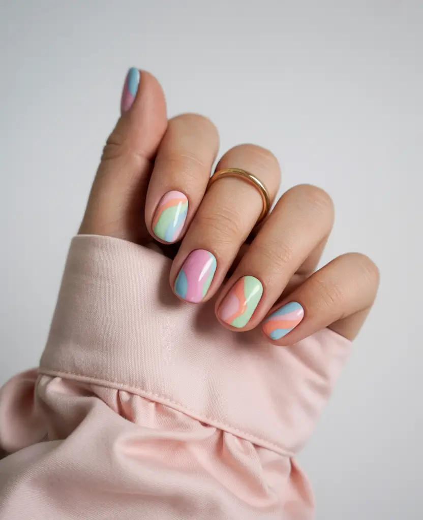 easter nails color ideas 2026 Soft rainbow pastel nails that capture the playful spirit of spring