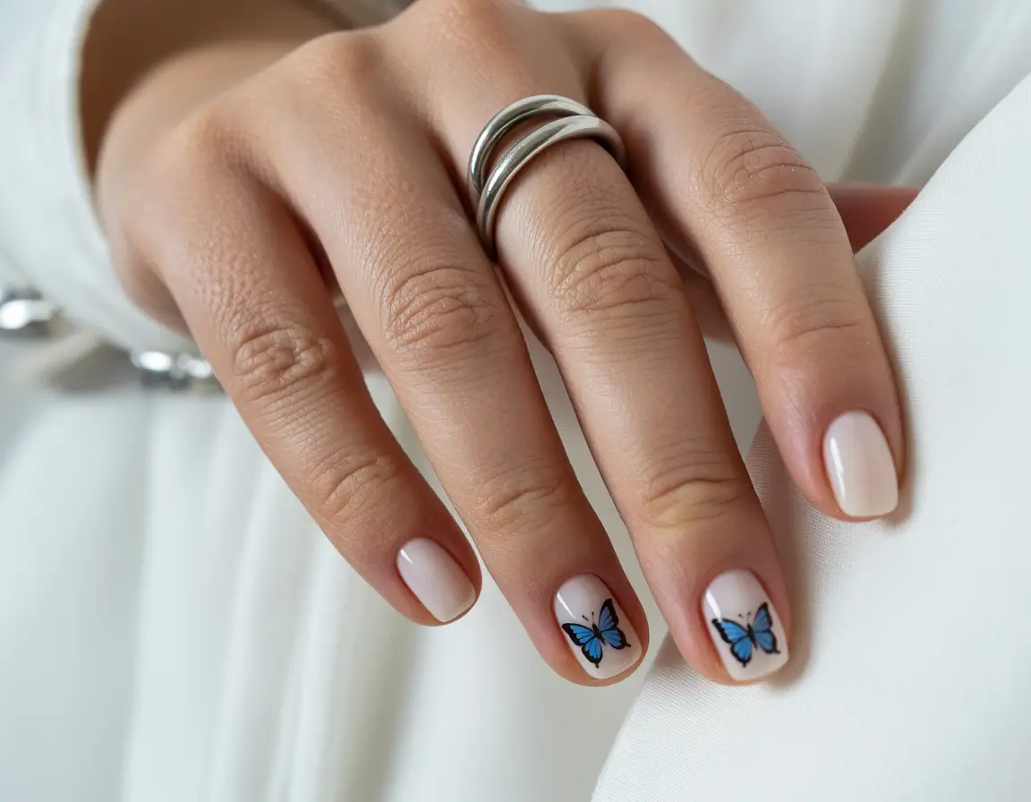 easter nails color ideas 2026 Minimal butterfly nails with soft spring elegance