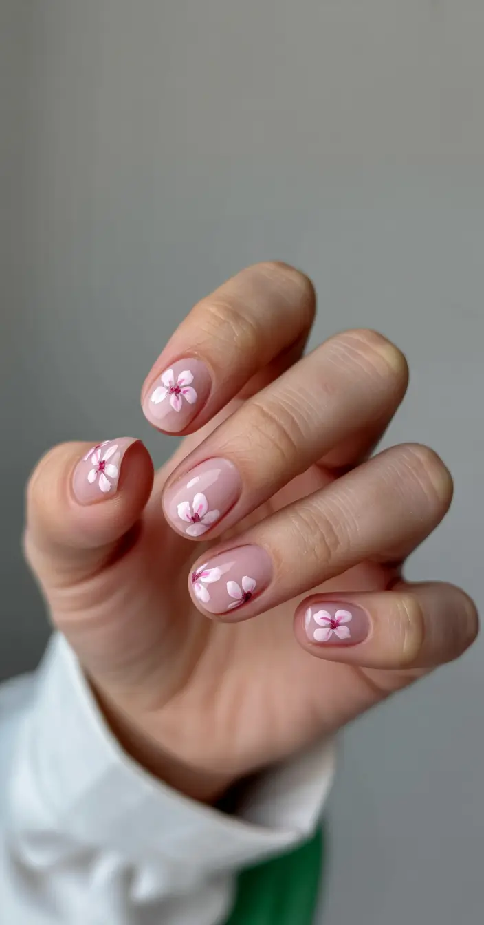 easter nails color ideas 2026 Soft pink blossom nails for delicate spring simplicity