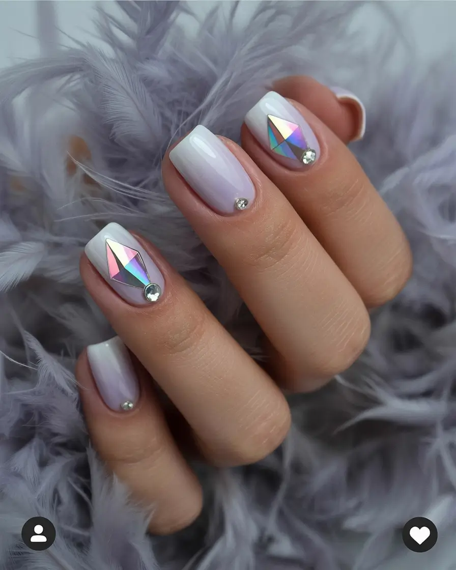easter nails ideas 2026 Minimal Pearl Chrome Square Easter Nails