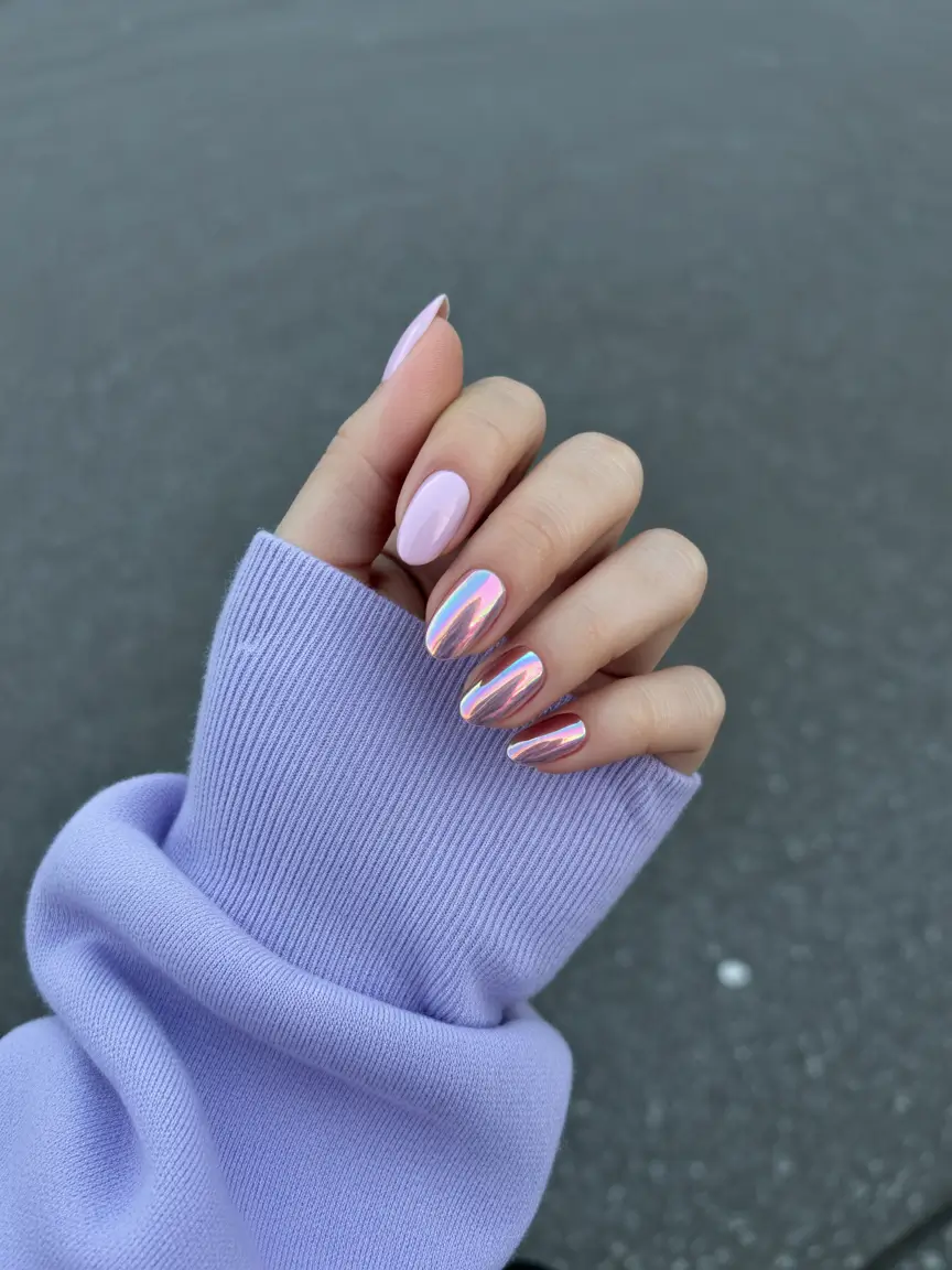 glam spring hot pink nails 2026 Soft Pink Chrome Glow for Early Spring Days