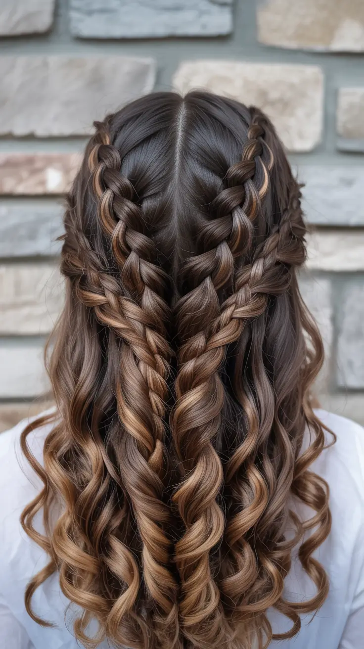 graduation hairstyles ideas 2026 Double braided curls for a playful graduation style