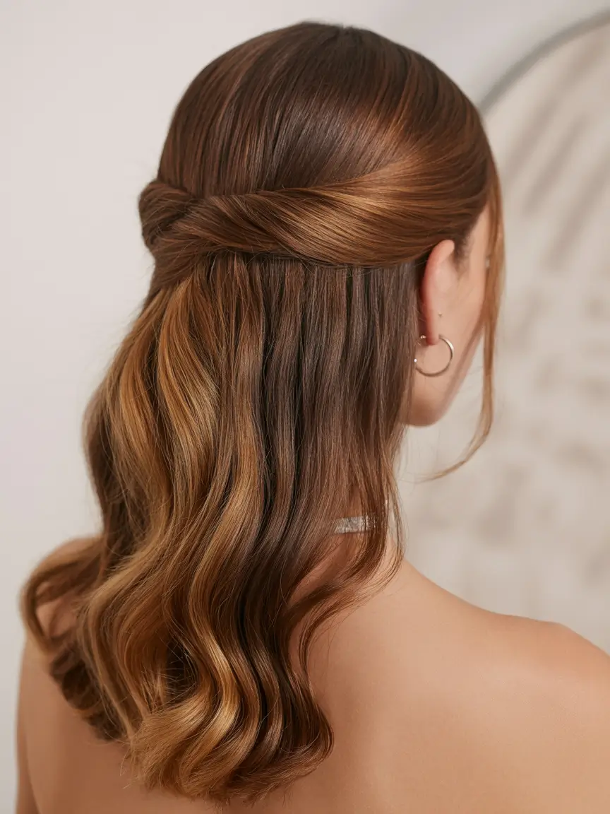 graduation hairstyles ideas 2026 Soft half up graduation hairstyle with flowing waves