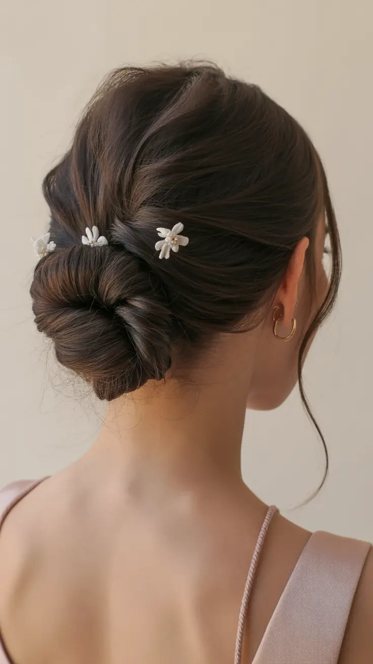 graduation hairstyles ideas 2026 Classic graduation bun with delicate hair pins