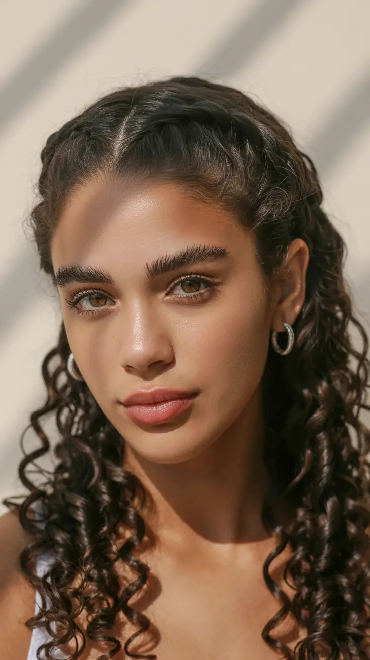 graduation hairstyles ideas 2026 Natural curly graduation hairstyle with braided crown