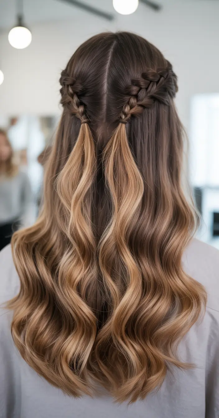 graduation hairstyles ideas 2026 Half up braided waves for a soft graduation look