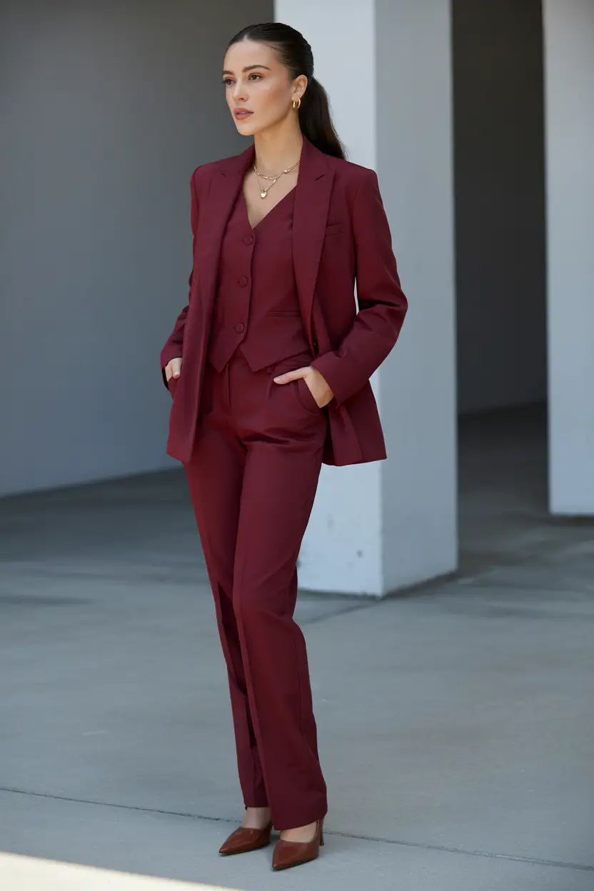 graduation look ideas 2026 Deep Burgundy Suit That Feels Powerful and Modern