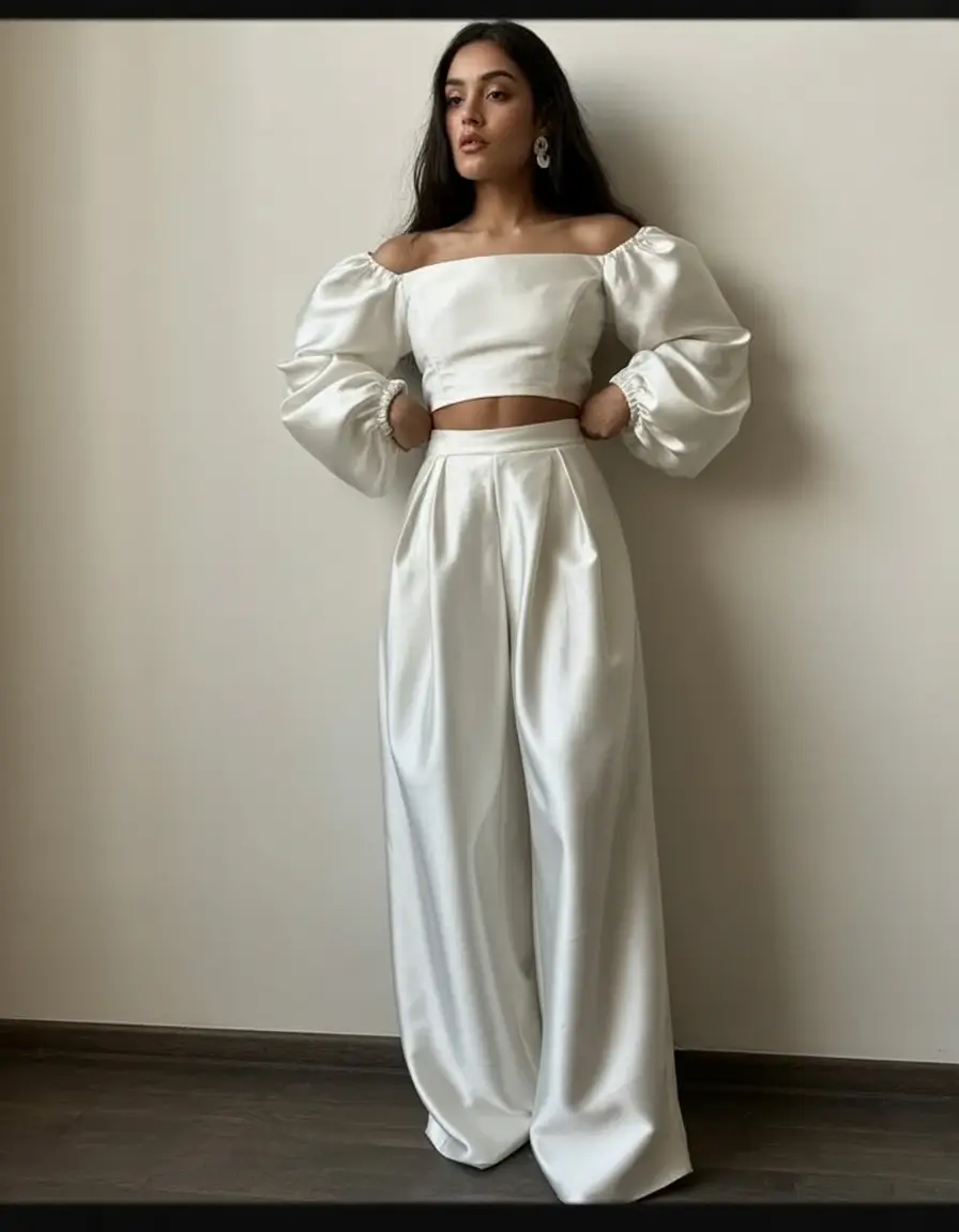 graduation look ideas 2026 Elegant Ivory Two Piece Outfit That Feels Modern and Sophisticated