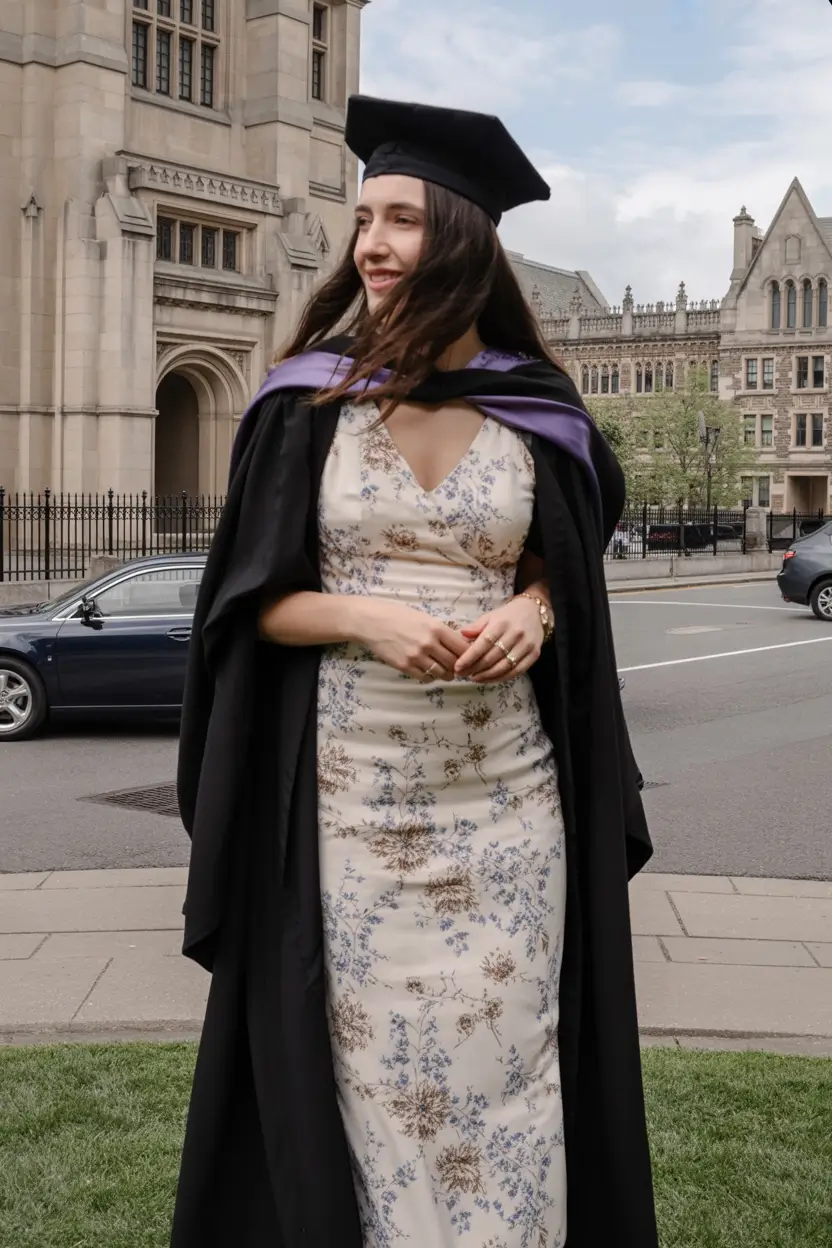 graduation look ideas 2026 Classic Floral Dress Perfect for a Graduation Ceremony
