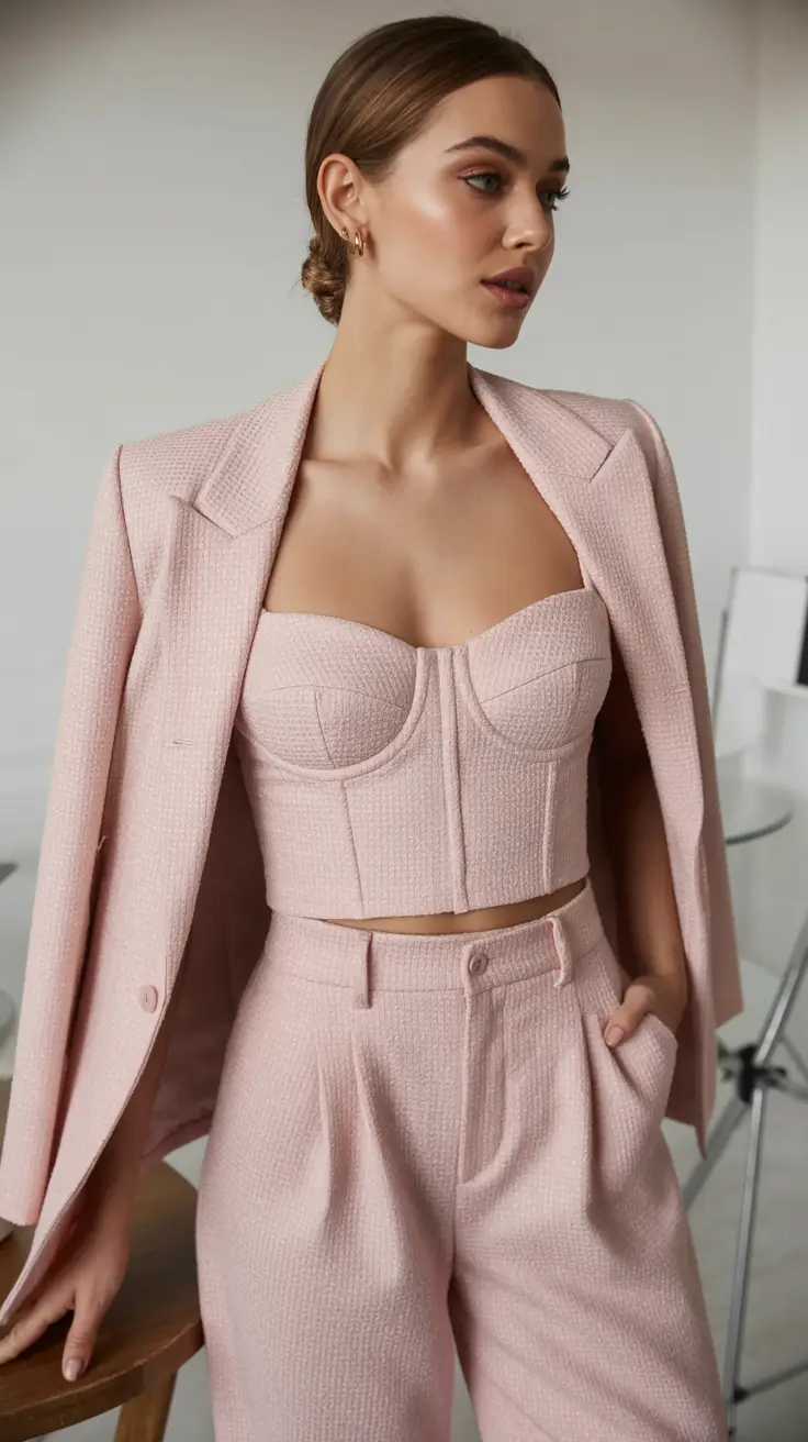 graduation look ideas 2026 Soft Pink Tailored Set That Feels Fresh and Modern