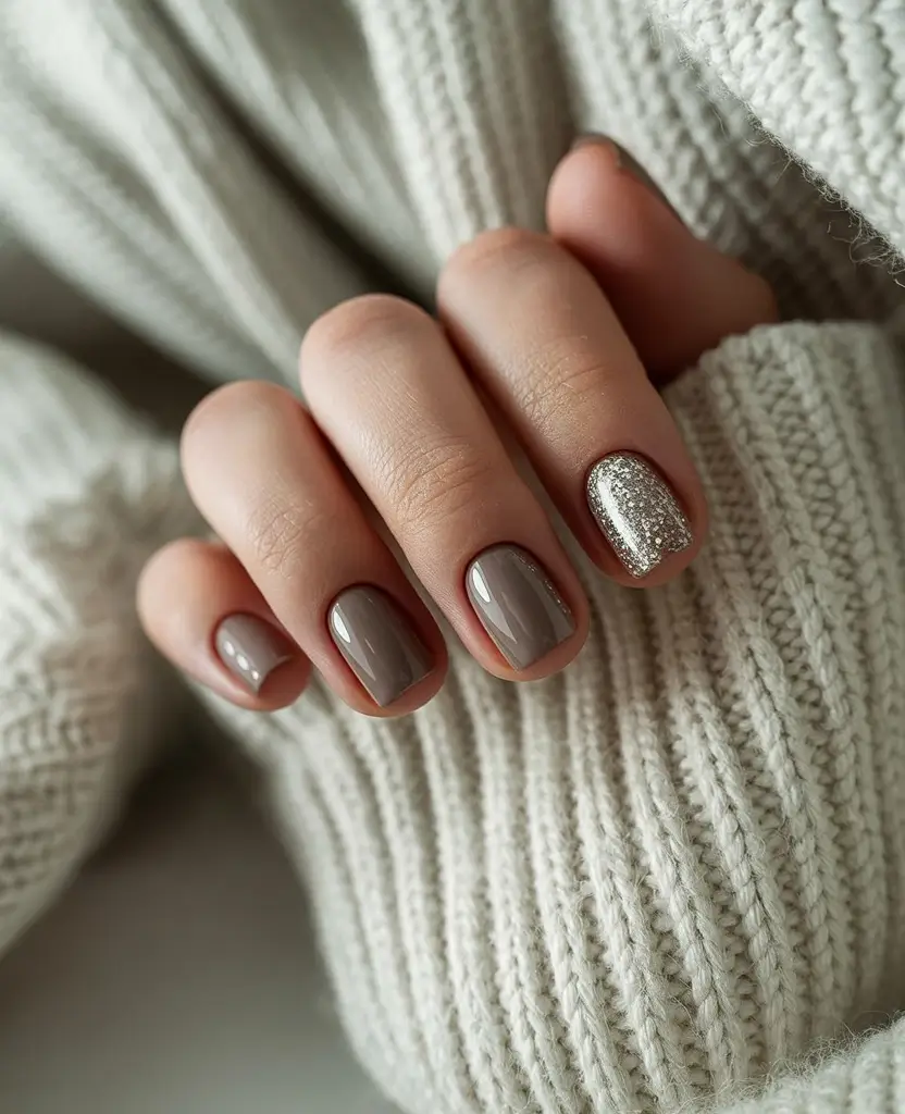 graduation nails ideas 2026 Soft Taupe Shine for Classy Short Graduation Nails