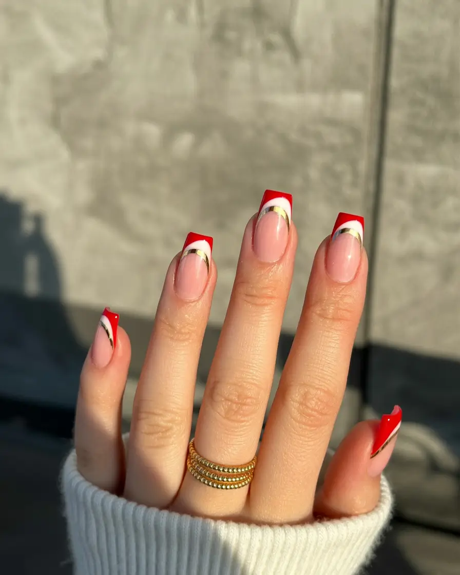 graduation nails ideas 2026 Modern Red French Tips for a Bold Graduation Look