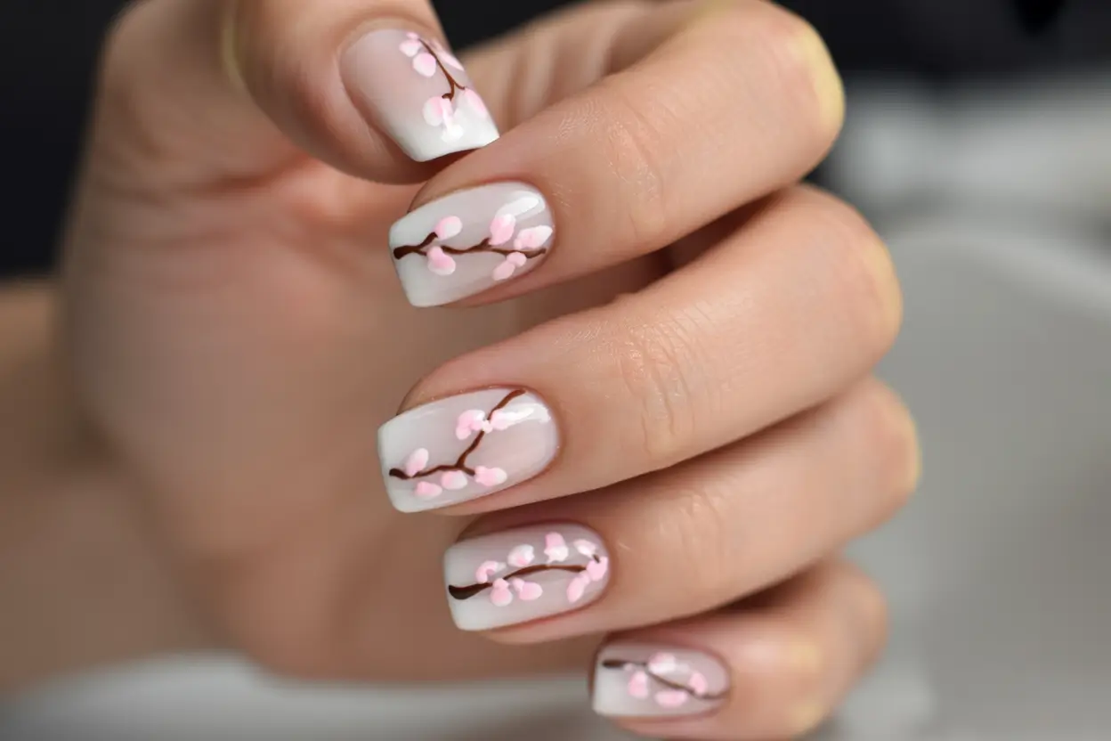 graduation nails ideas 2026 Cherry Blossom Nail Art for Cute Graduation Nails