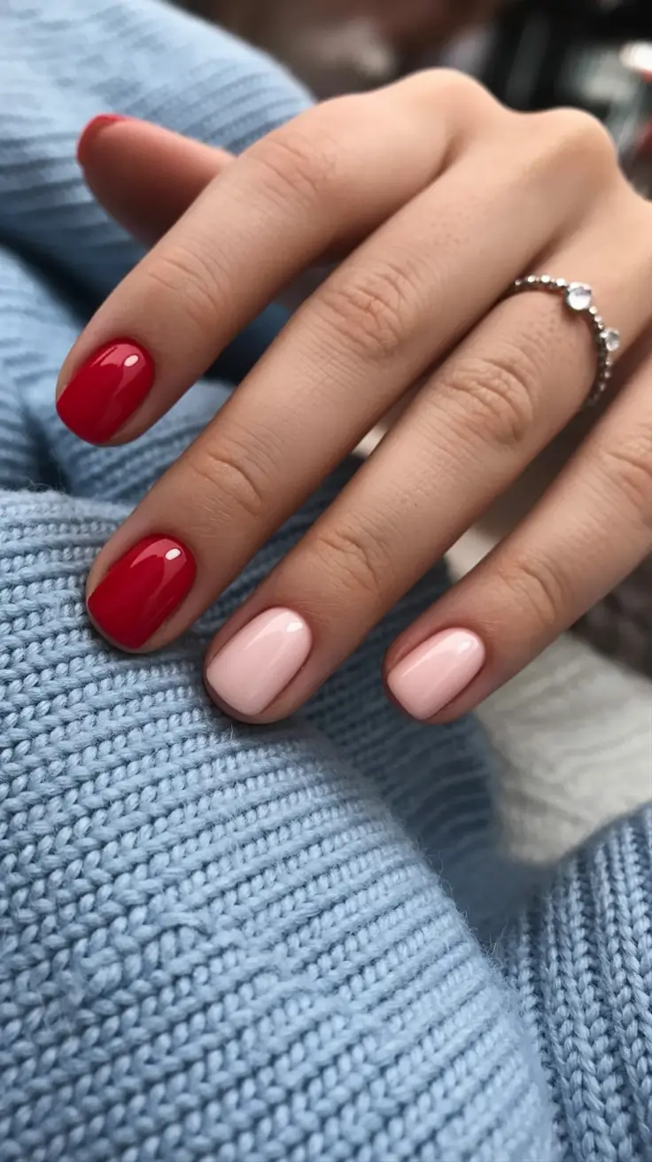 graduation nails ideas 2026 Classic Red and Pink Graduation Nails