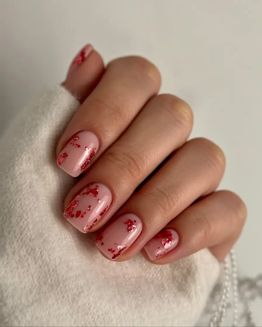 graduation nails ideas 2026 Red Foil Sparkle for Bold Graduation Nails