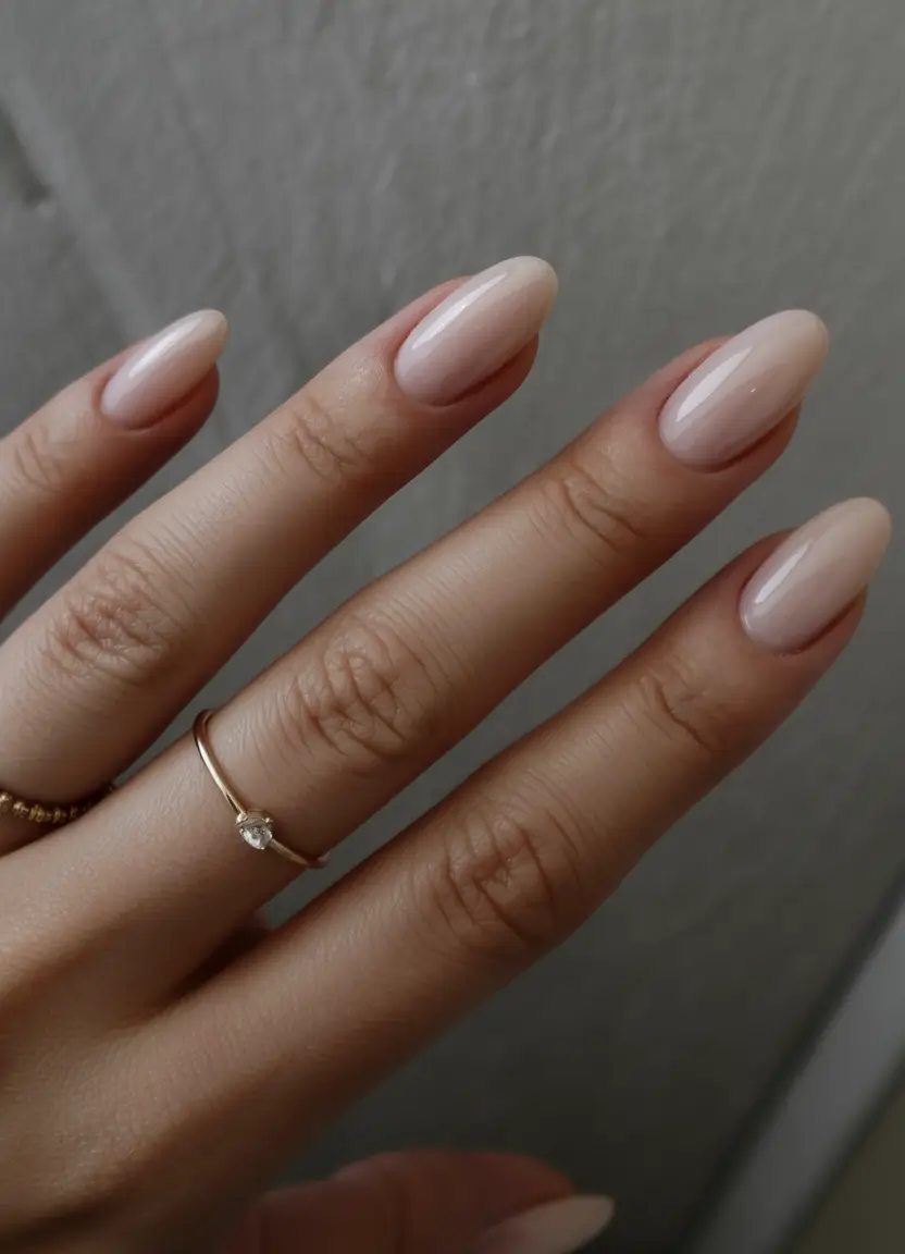 graduation nails ideas 2026 Clean Blush Almond Nails for Elegant Graduation Moments