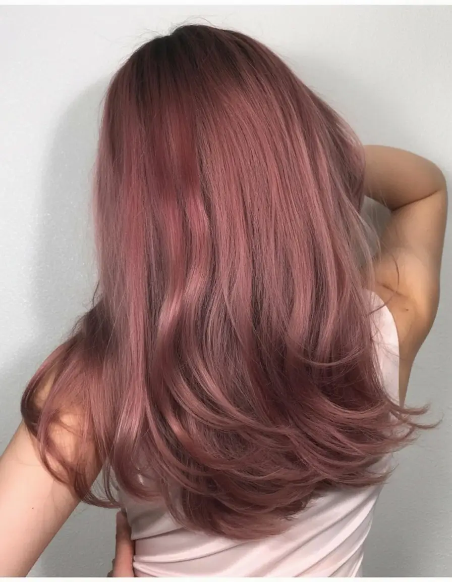 May Hair Color Ideas 2026 Dusty Rose Layers With Soft Movement and Glow