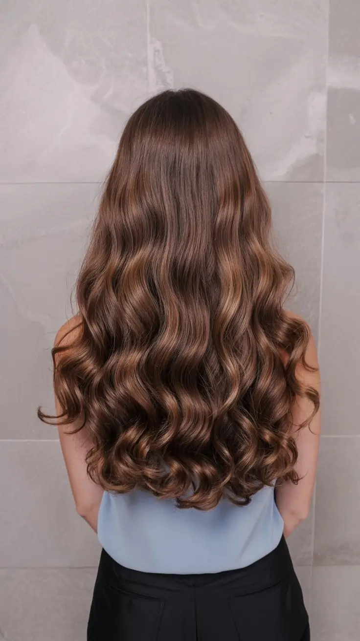 May Hair Color Ideas 2026 Rich Chocolate Waves With Glossy Depth and Shine