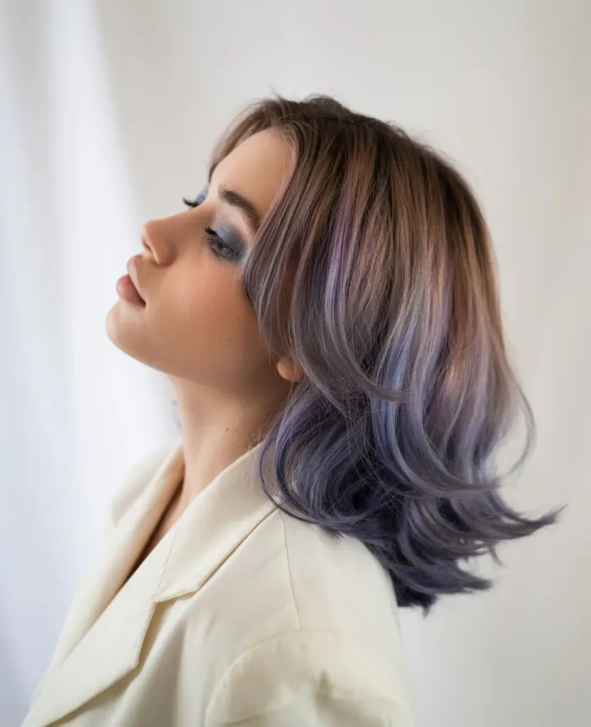 May Hair Color Ideas 2026 Cool Toned Lavender Brunette With Subtle Dimension