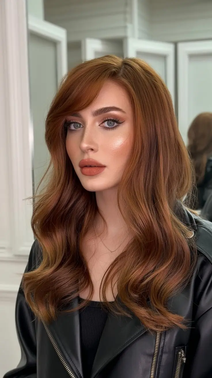May Hair Color Ideas 2026 Rich Auburn Gloss With Classic Soft Volume