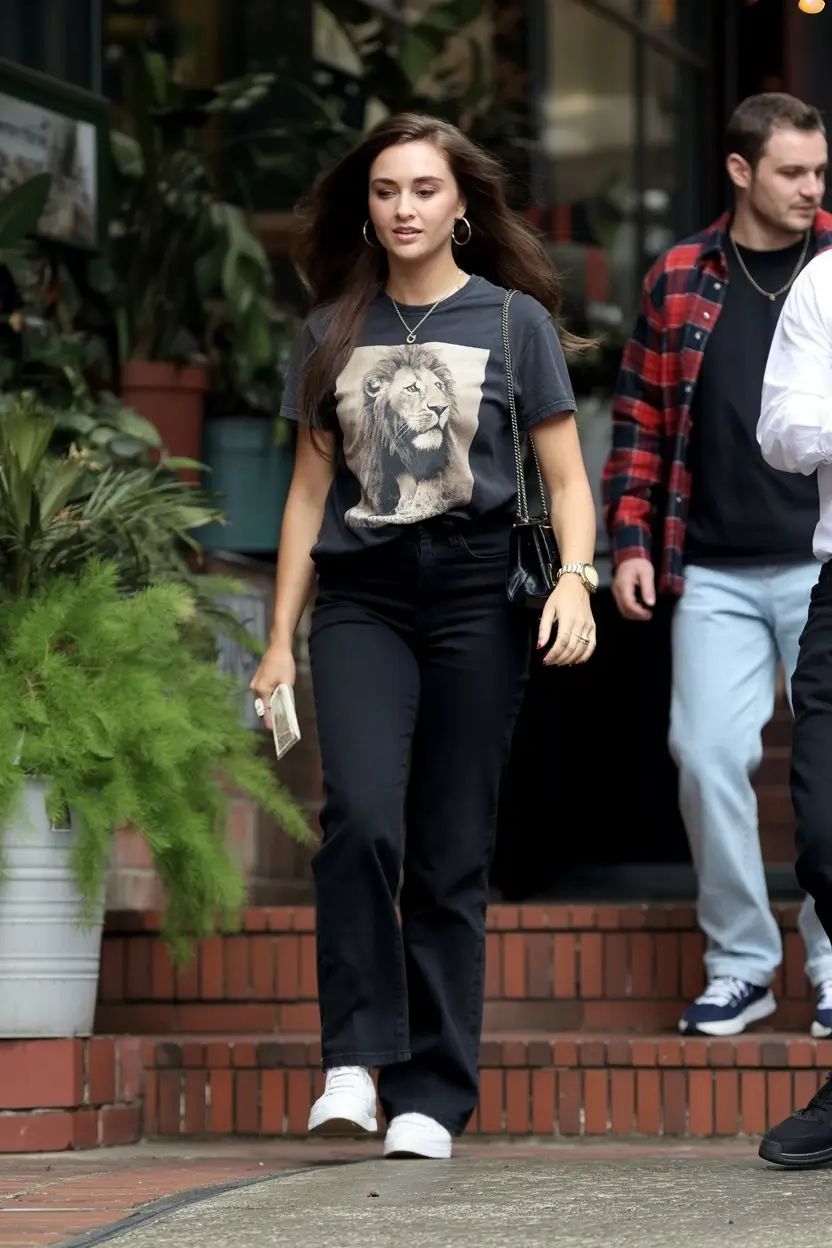 May outfits ideas 2026 City casual with a graphic tee and black denim