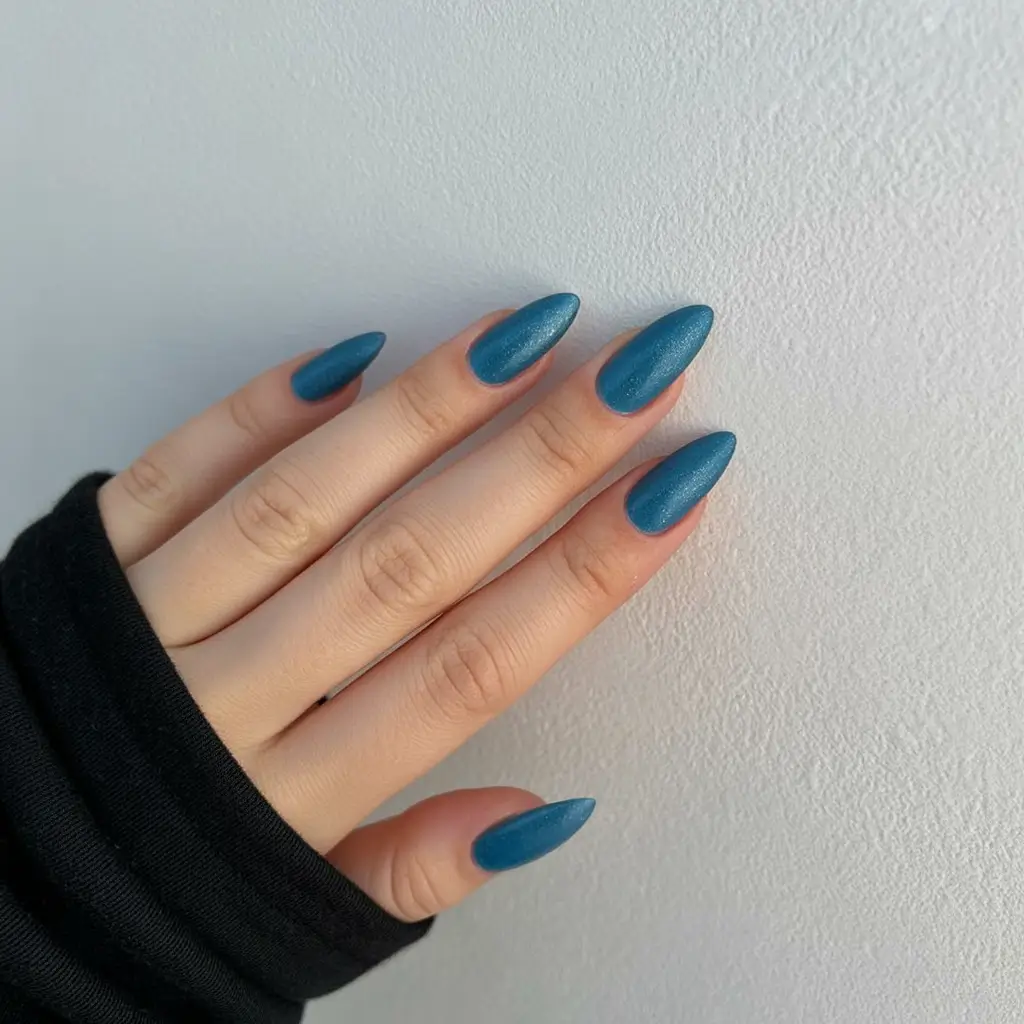 must-try spring long nails 2026 looks Matte Teal Statement Almond
