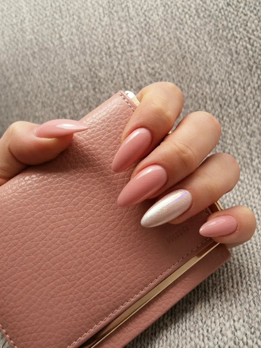 must-try spring long nails 2026 looks Soft Blush Chrome Accent Elegance