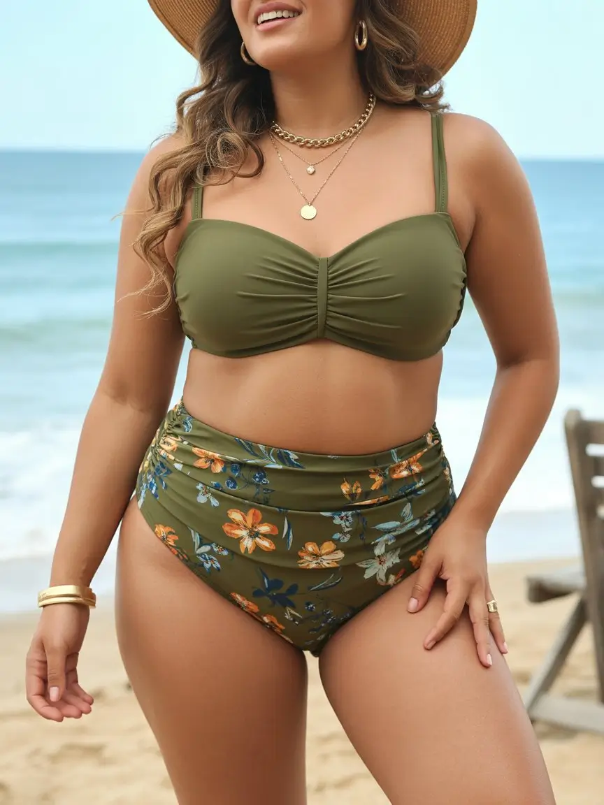 plus size swimsuit Summer 2026 olive tones and soft structure that just make sense