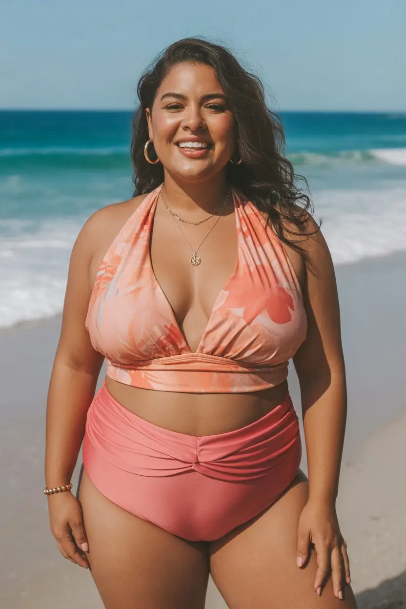 plus size swimsuit Summer 2026 soft coral tones that glow against sun kissed skin