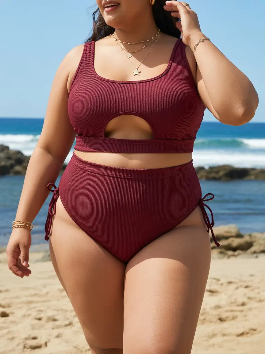 plus size swimsuit Summer 2026 deep wine tones with a sporty twist