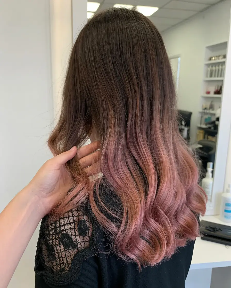 spring to summer season hair color ideas 2026 Rose gold melt for playful brunette transformations
