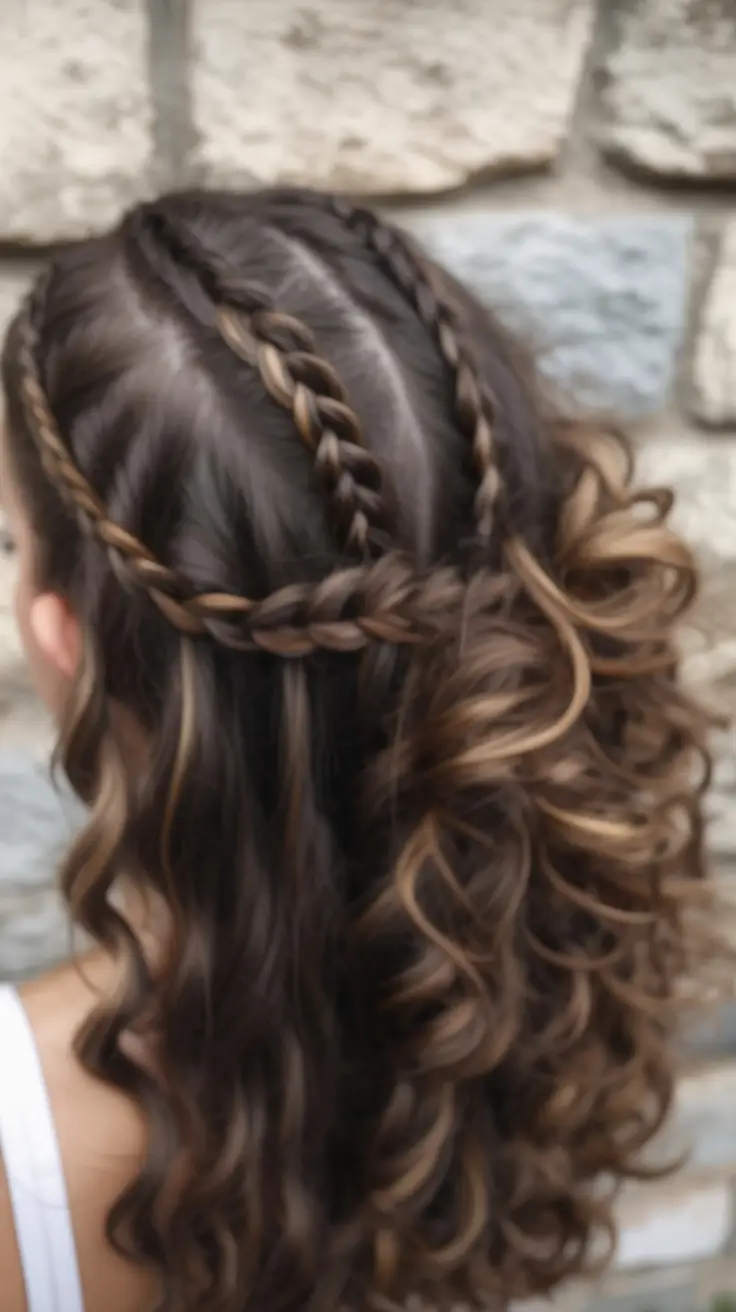 spring to summer season hairstyles ideas 2026 Soft Braided Crown with Loose Waves