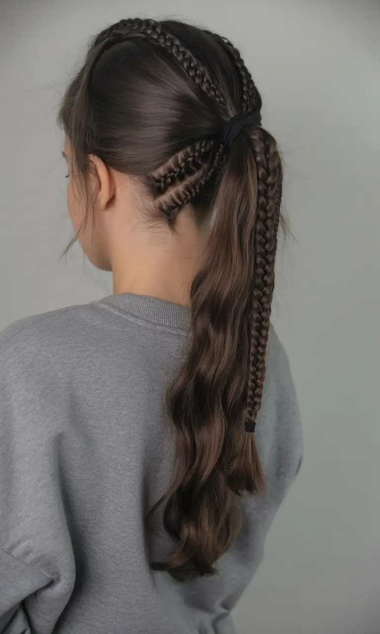 spring to summer season hairstyles ideas 2026 Minimalist Braided Ponytail with Clean Lines