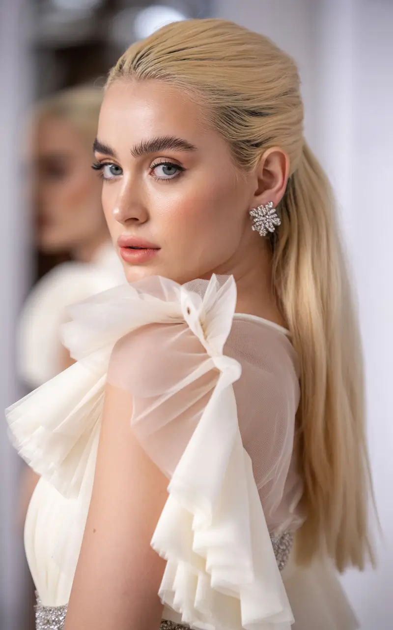 spring to summer season hairstyles ideas 2026 Sleek Half Up Hairstyle with Smooth Length