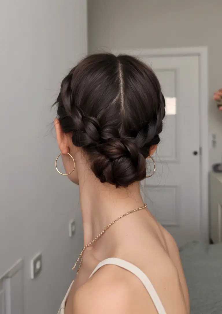 spring to summer season hairstyles ideas 2026 Low Braided Bun with Elegant Structure