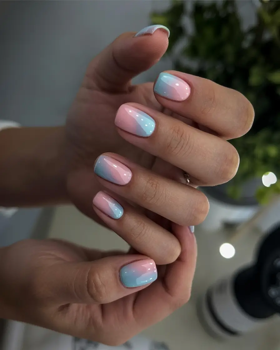 spring to summer season nail art ideas 2026 Soft Cotton Candy Ombre Nails for Light Spring Days